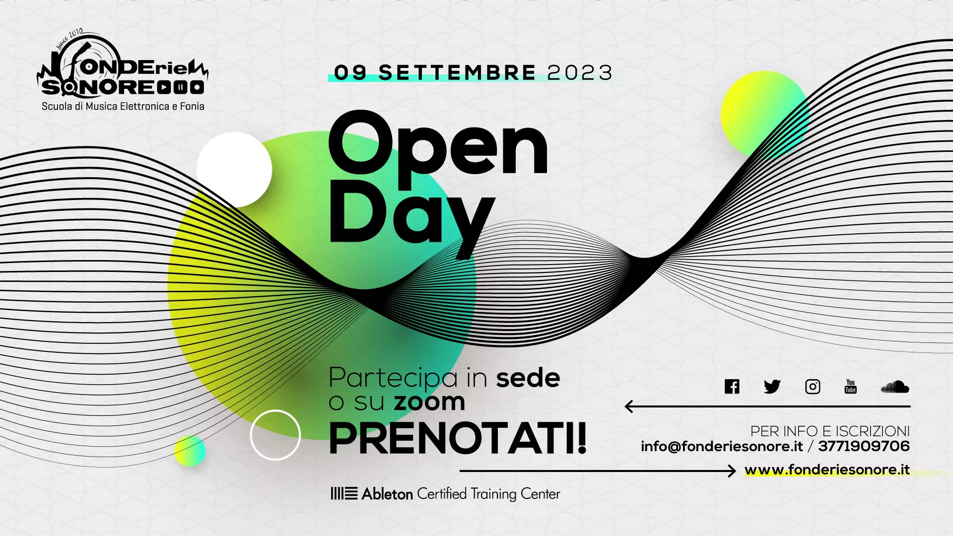 Open Day 9 Settembre 2023 - Presentazioni corsi e iscrizioni